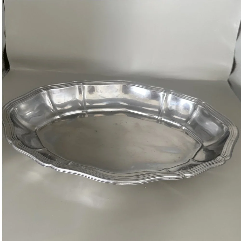 Cook-O-Matic Italian Stainless Steel Scalloped Edge Buffet Serving Tray 14x9